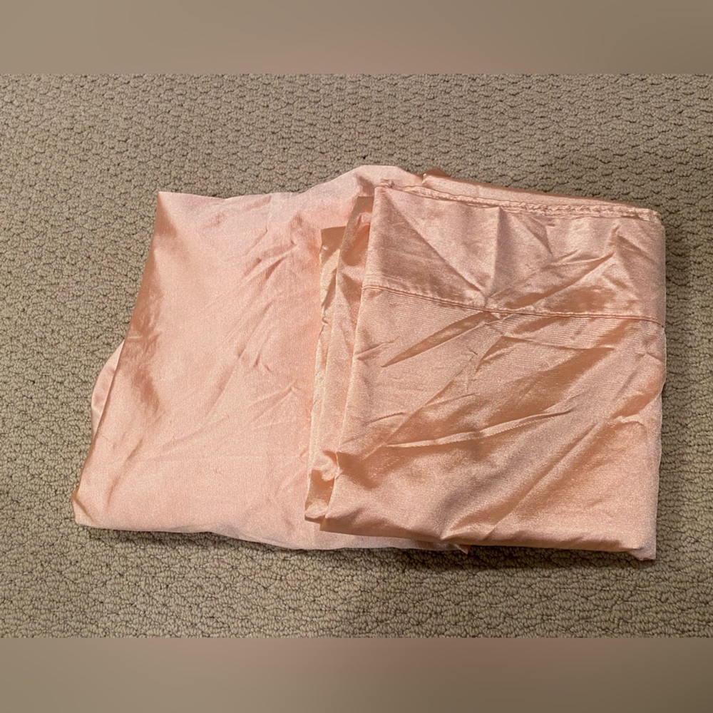 VTG Playboy Ceylon Dan River USA double satin Flat & Fitted sheet set peach
